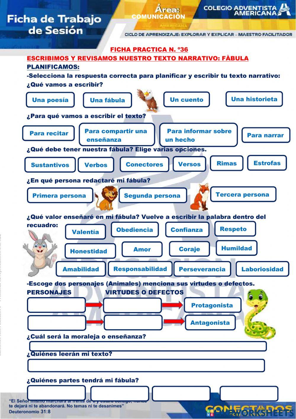 Escribimos y revisamos la fabula