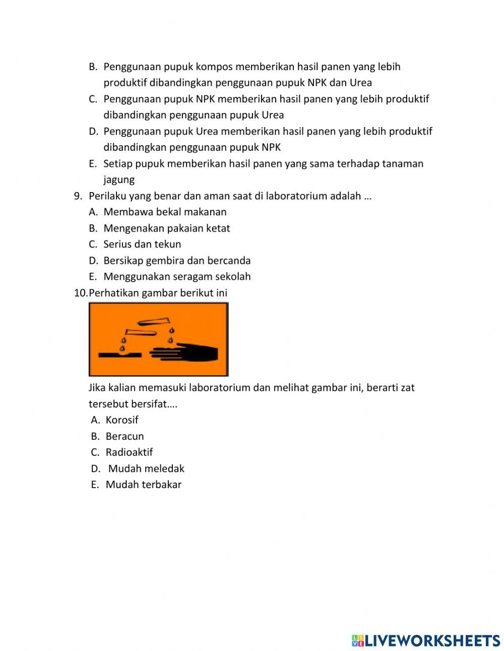 Evaluasi BAB 1 Kelas X IPA