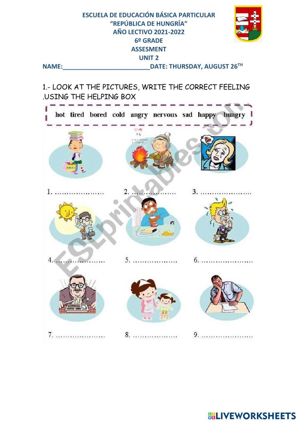 Unit 2 assesment 6ºgrade