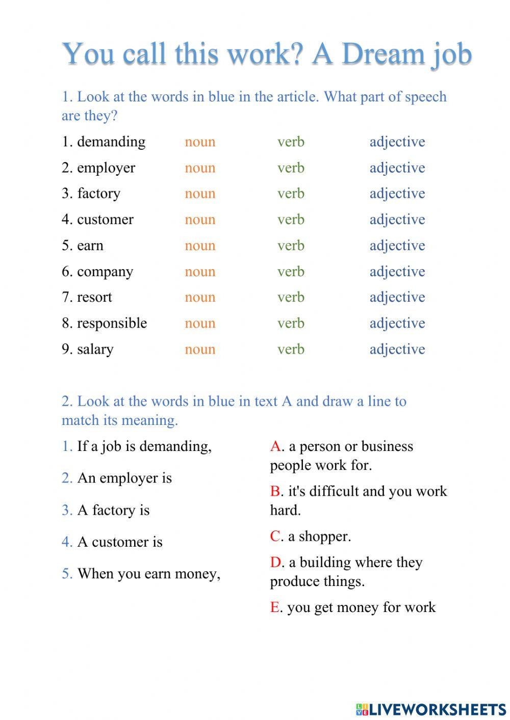 Word from a reading text