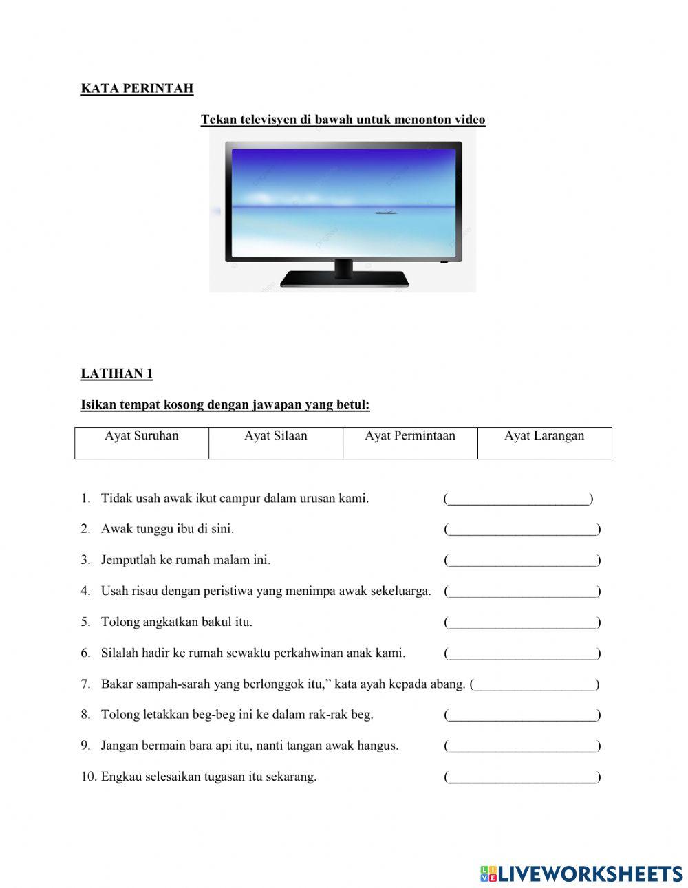 LATIHAN AYAT PERINTAH TAHUN 6 (28.8.2021)