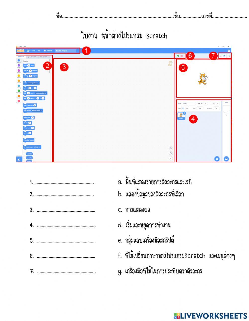 หน้าต่างโปรแกรม Scratch