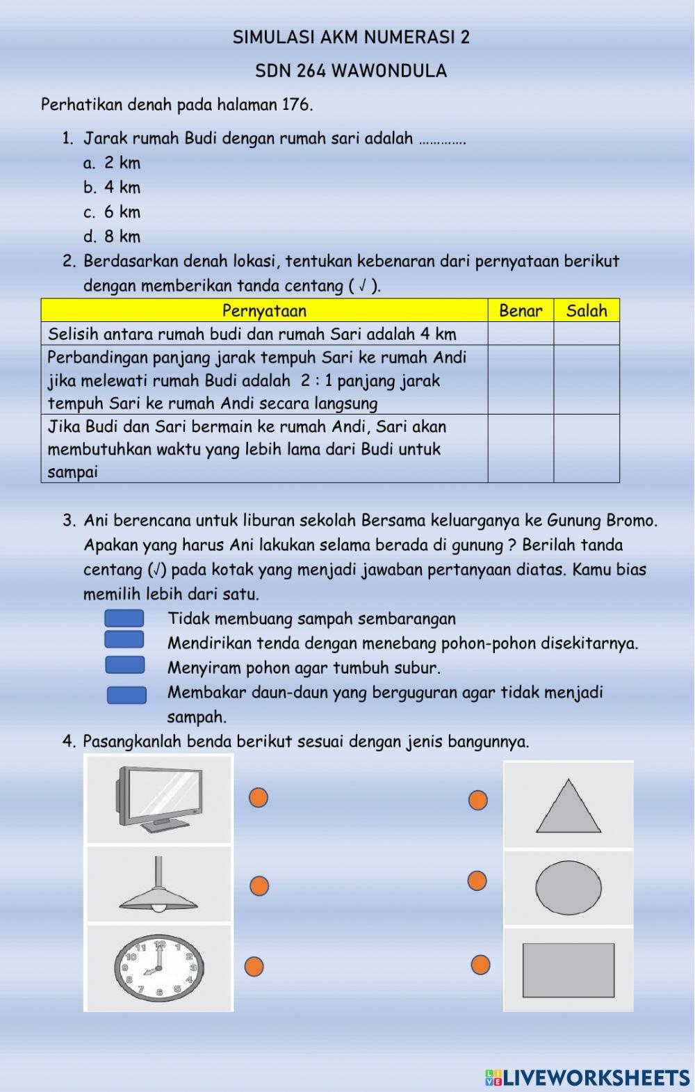 Simulasi akm numerasi 2 worksheet live worksheets