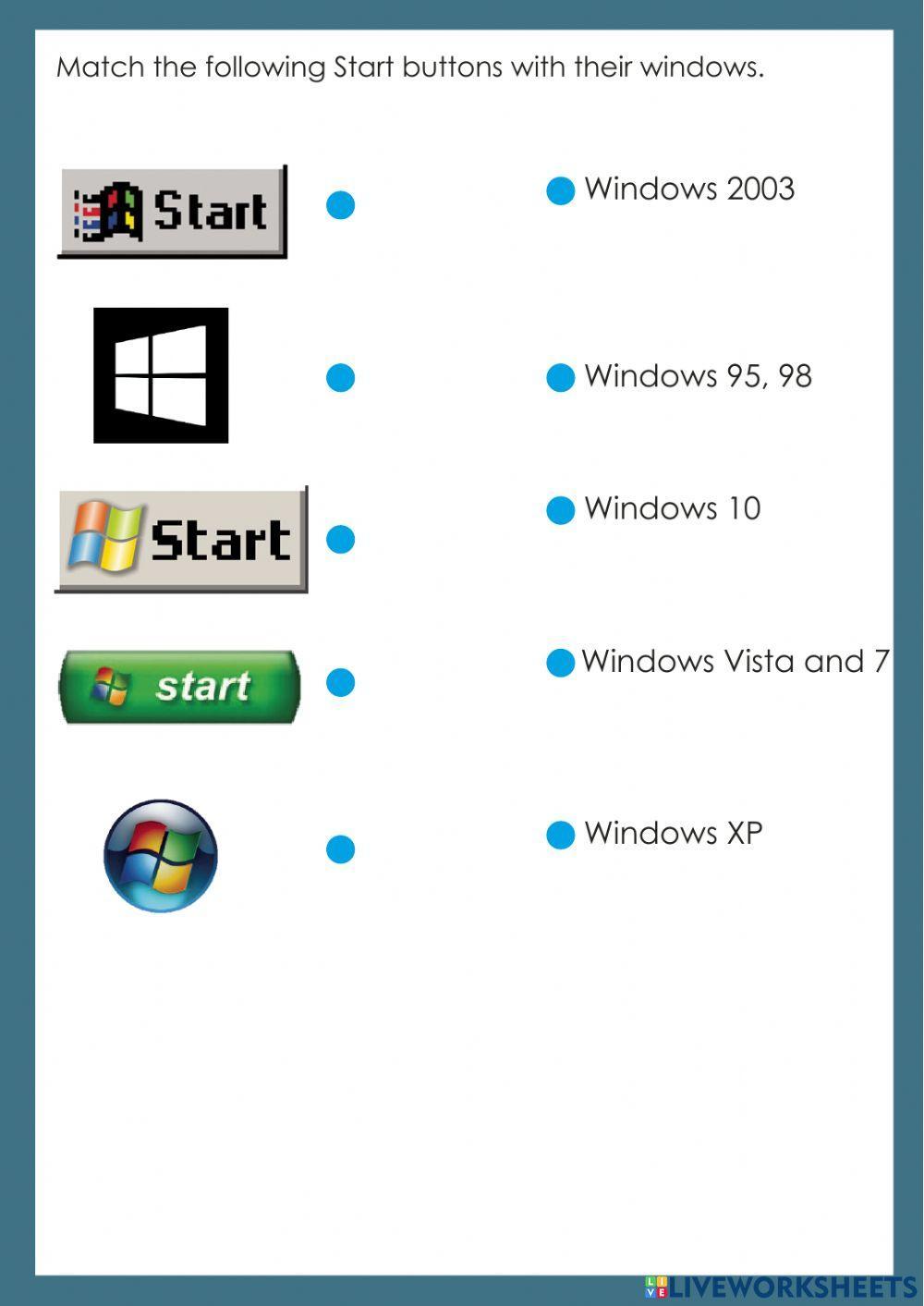 Desktop icons and Windows buttons