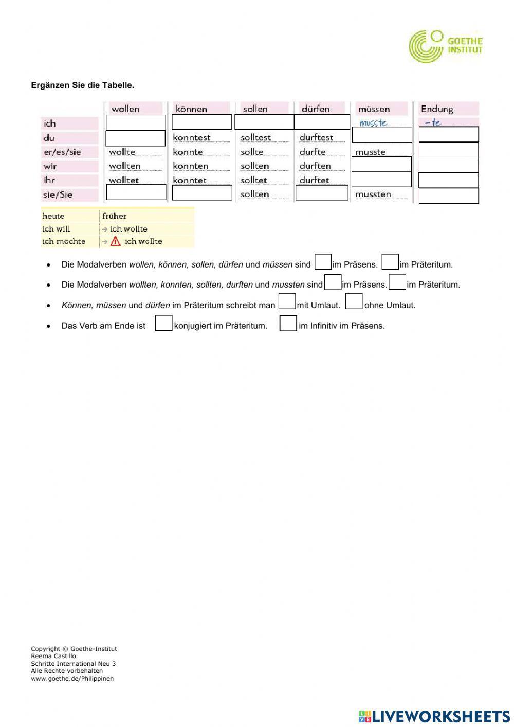 Modalverben im Präteritum