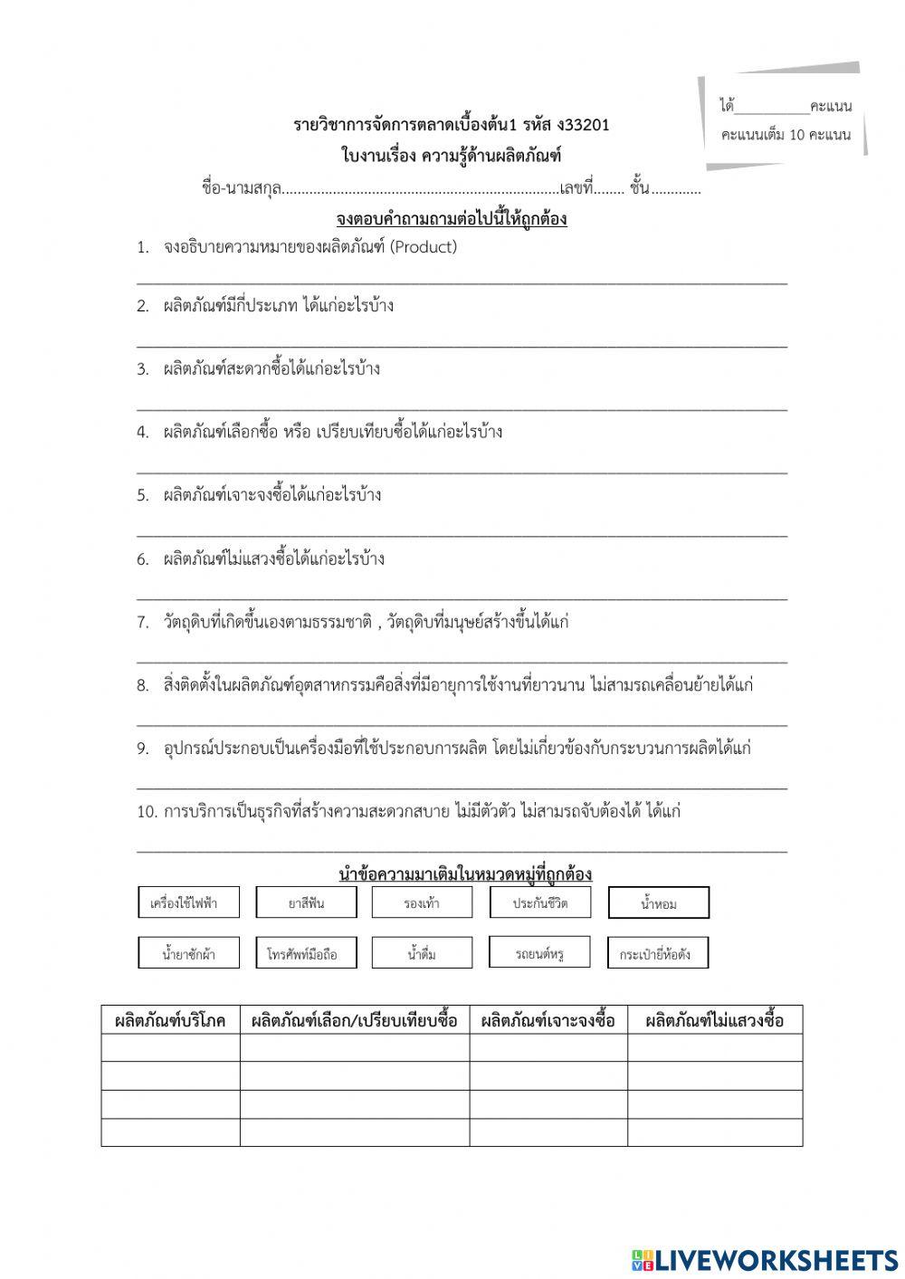 ความรู้ด้านผลิตภัณฑ์ (Product)