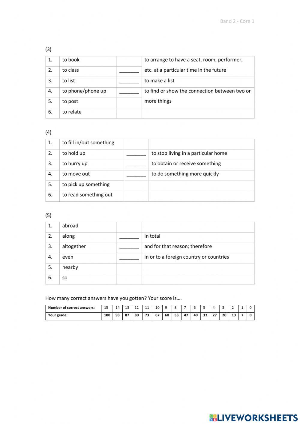Band 2 (Core 1) - Unit 34 - Test