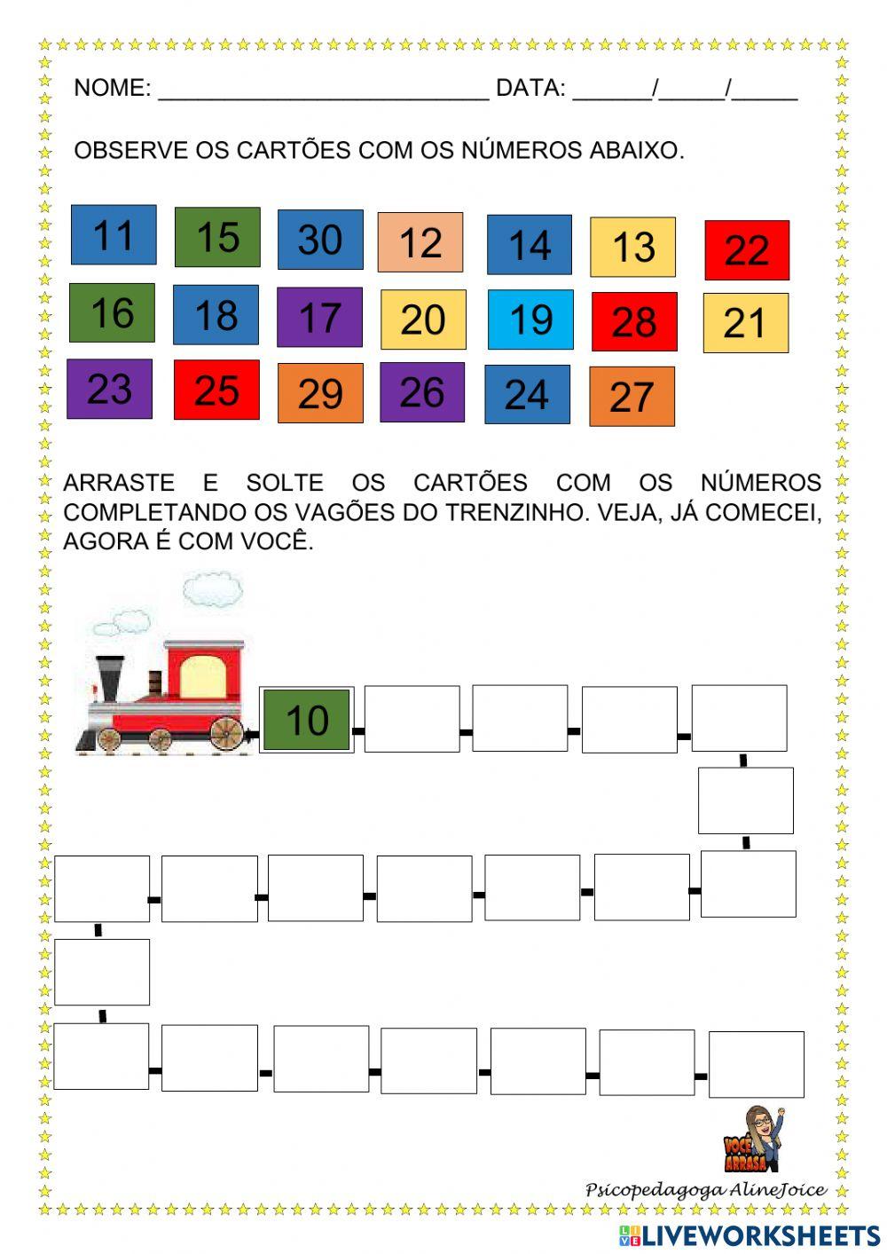 Organize os números na sequência