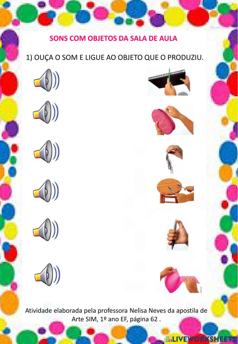 Sons com objetos escolares