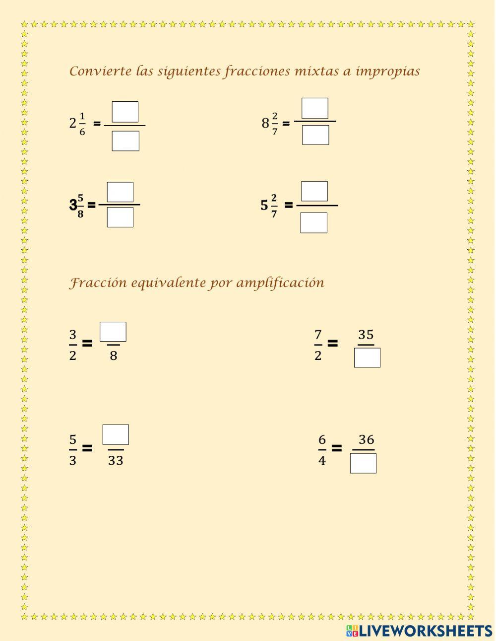 Fracciones Mixtas, Impropias e Equivalentes
