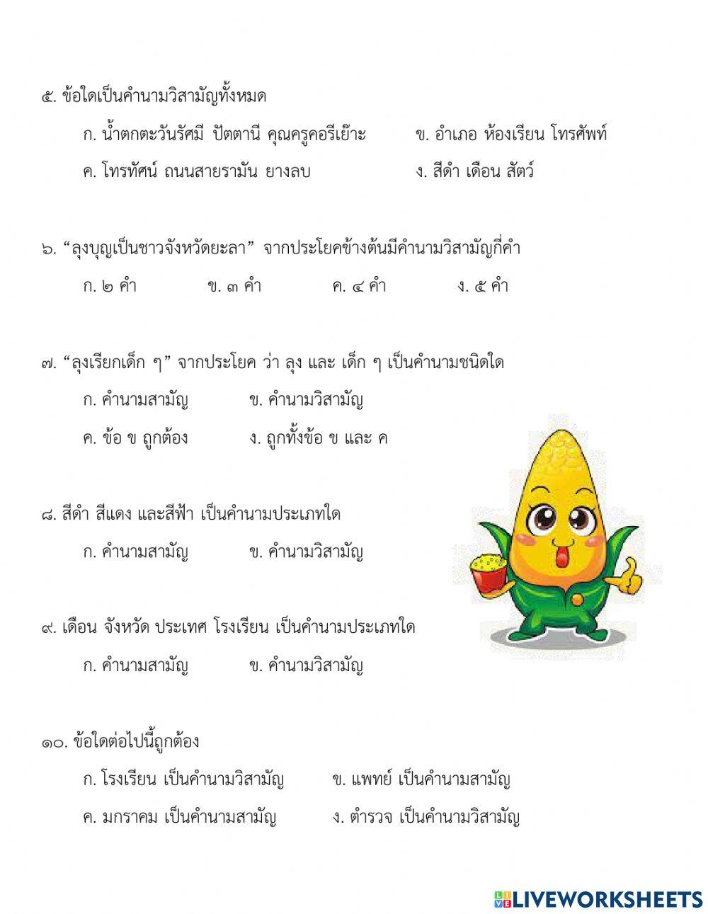 แบบฝึกพัฒนาการเรียนรู้ เรื่อง คำนาม