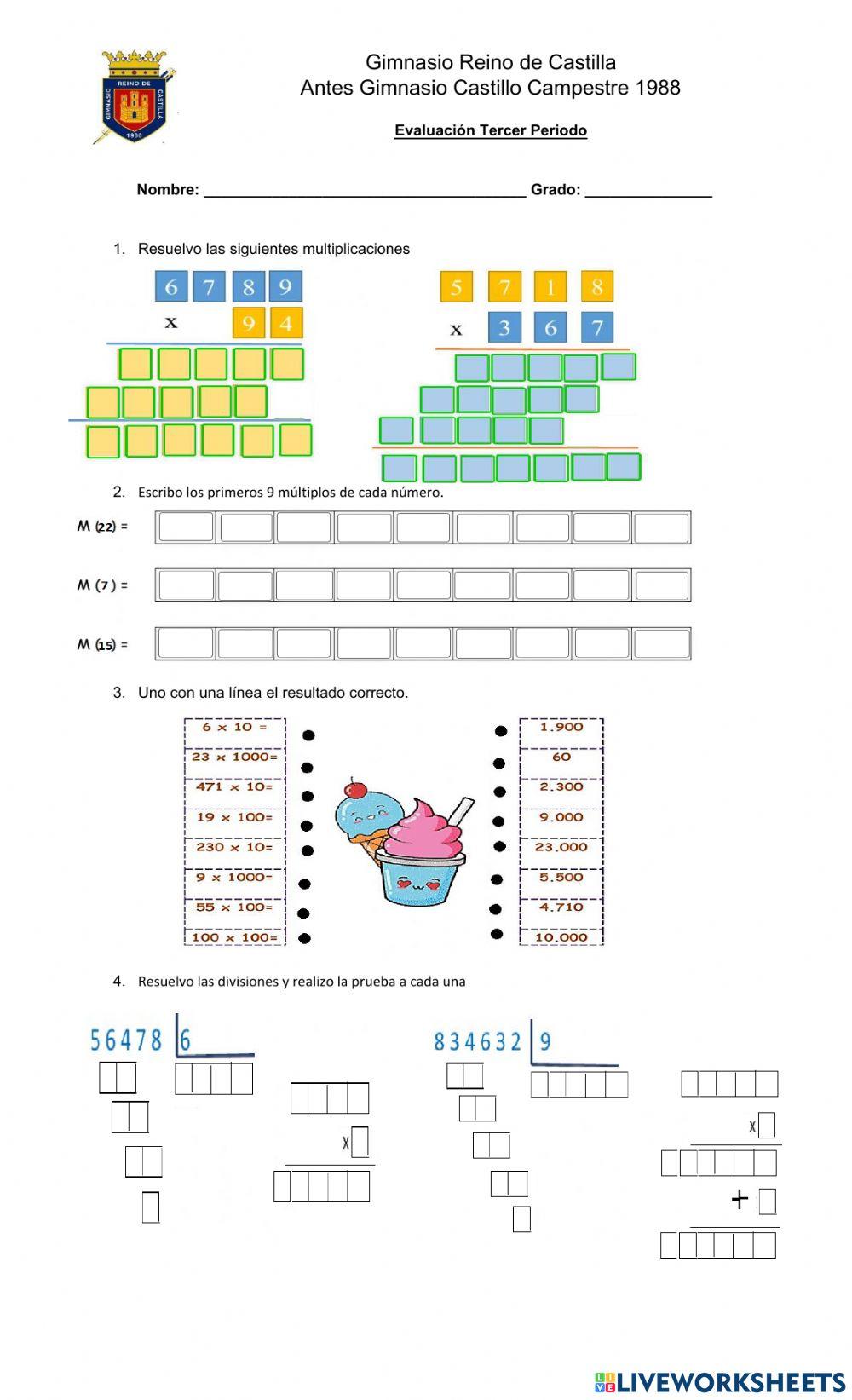 Evaluación Grado Tercero