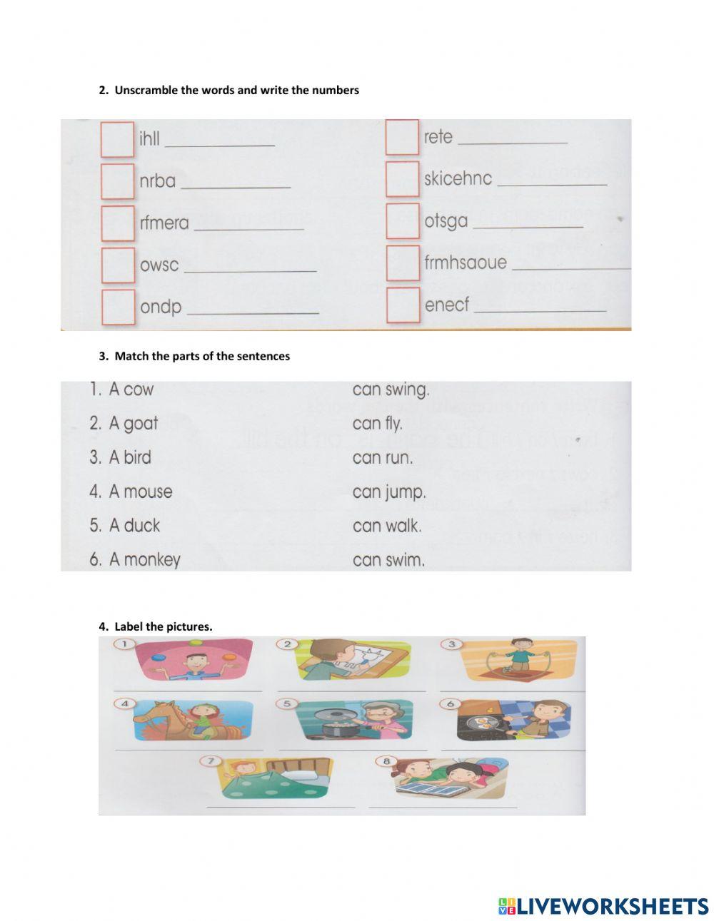 INGLÉS-Test review 2nd grade. Agosto