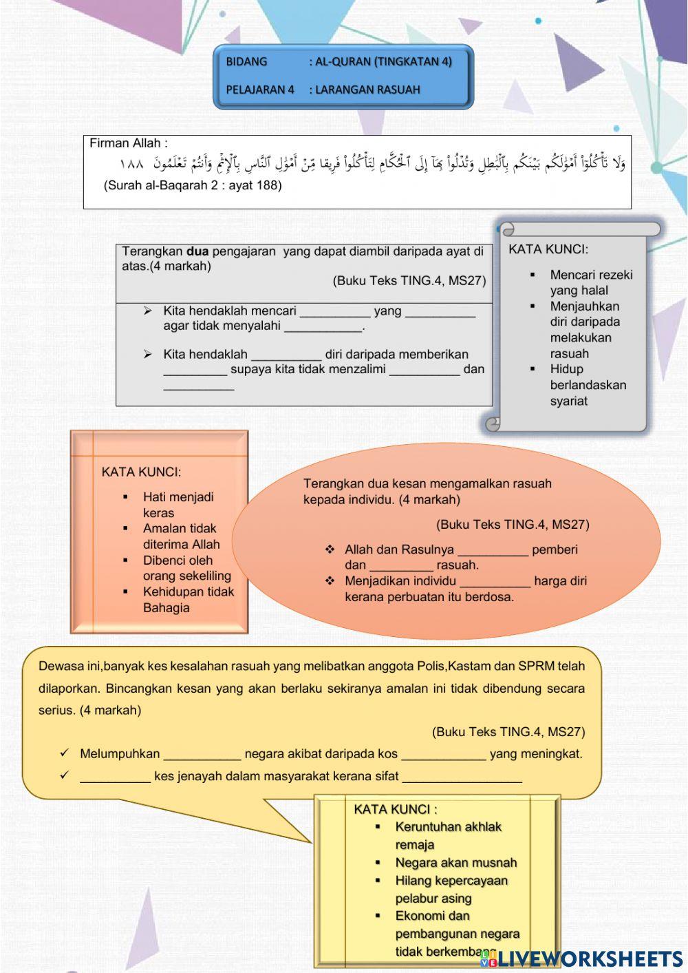 Pelajaran 4 : tingkatan 4
