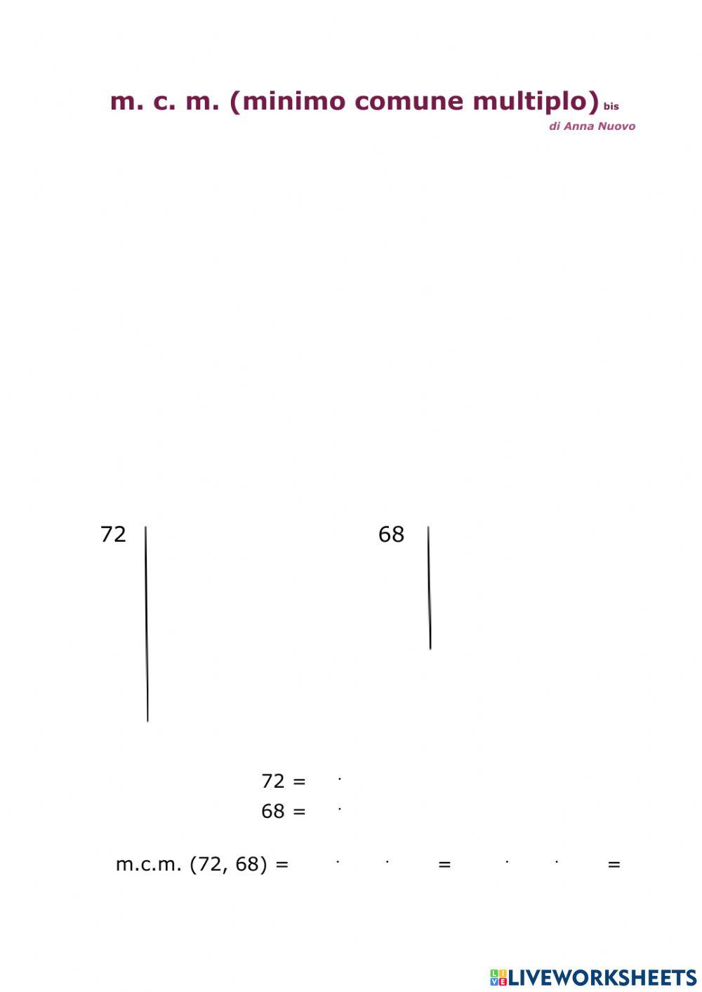 mcm (minimo comune multiplo) bis