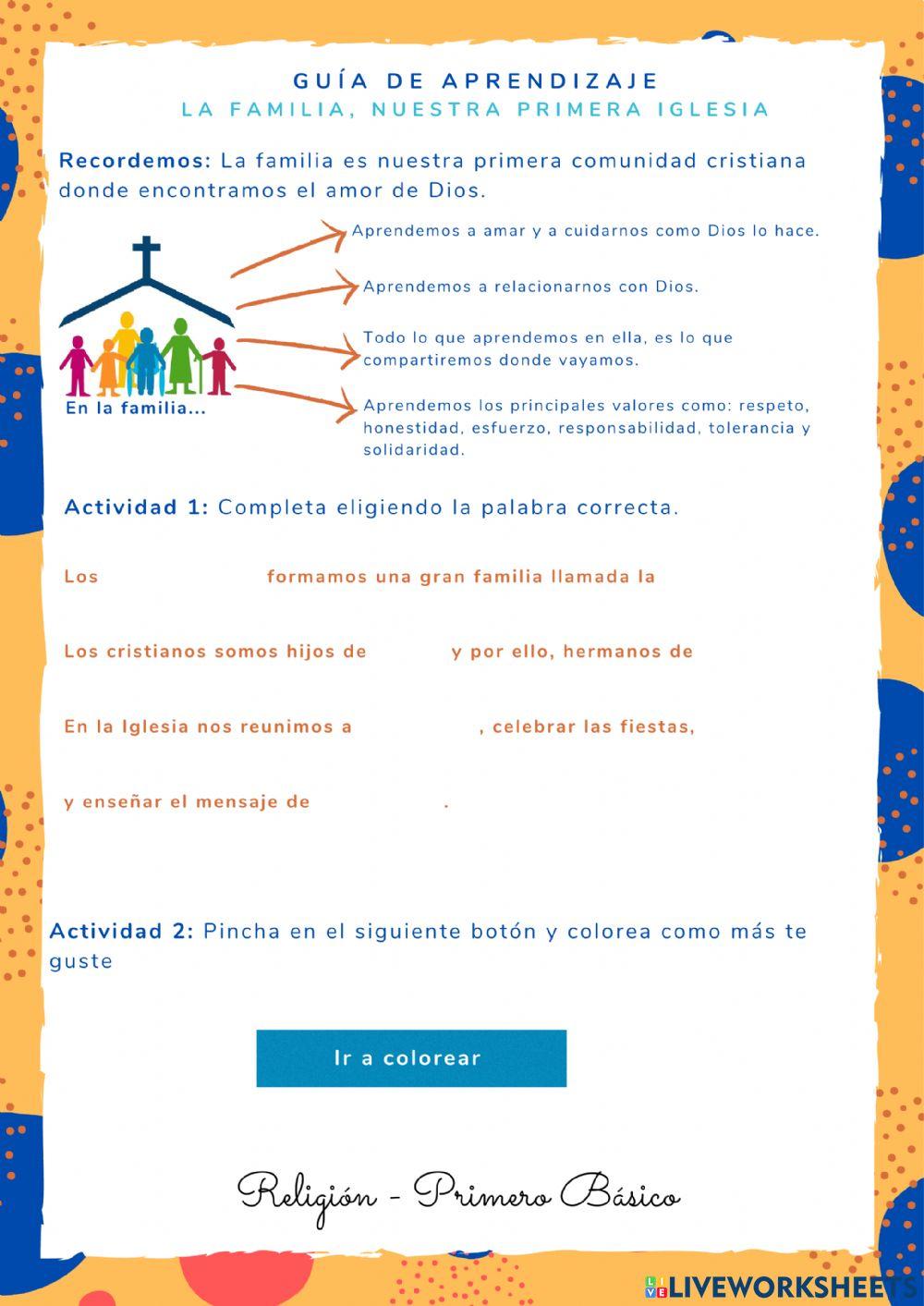 Guía de Aprendizaje - La familia nuestra primera Iglesia