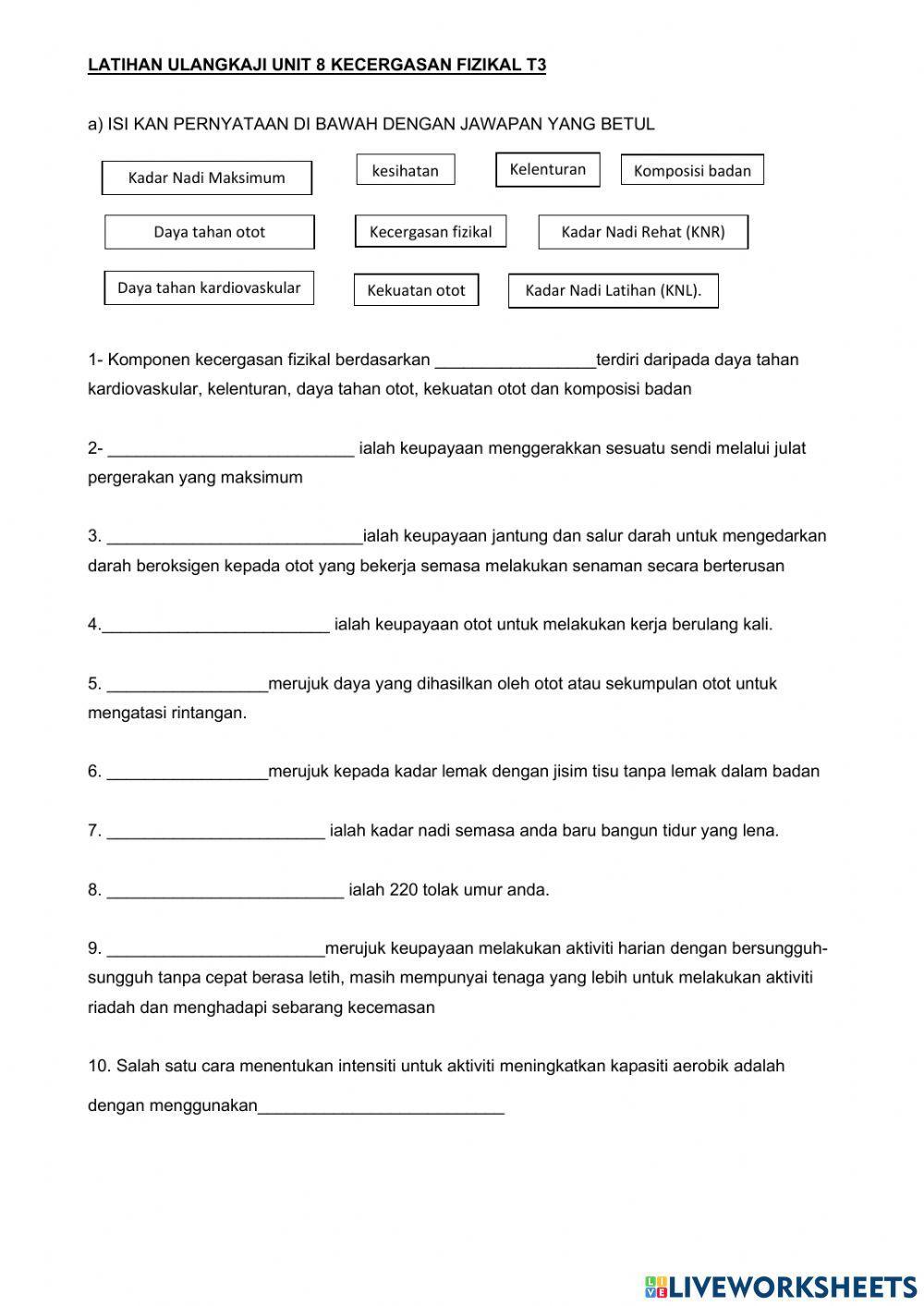 Ulangkaji t3 kecergasan fizikal