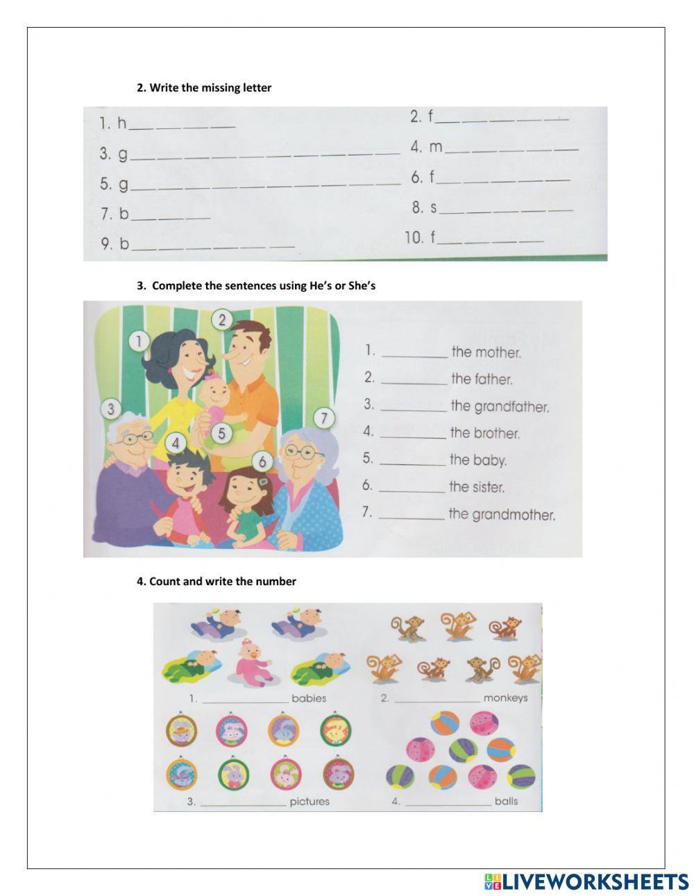 Inglés-Test review 1st grade. Agosto