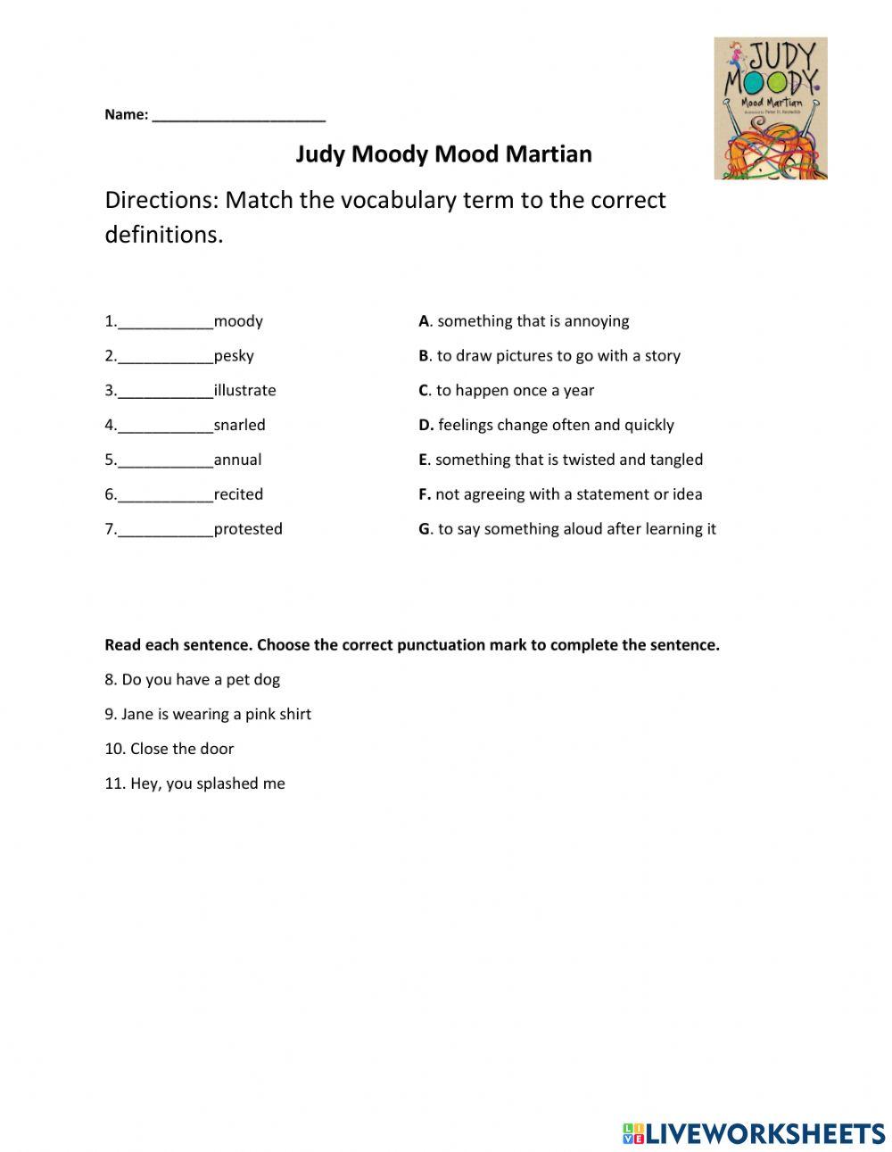 HMH Moody Judy Vocab and Grammar