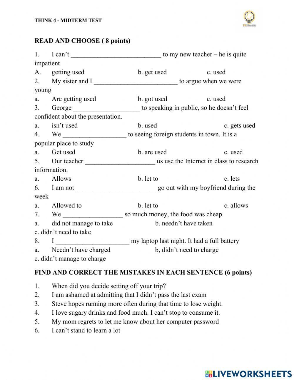 Think 4 Midterm Test