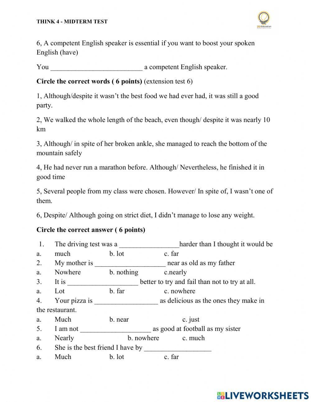 Think 4 Midterm Test