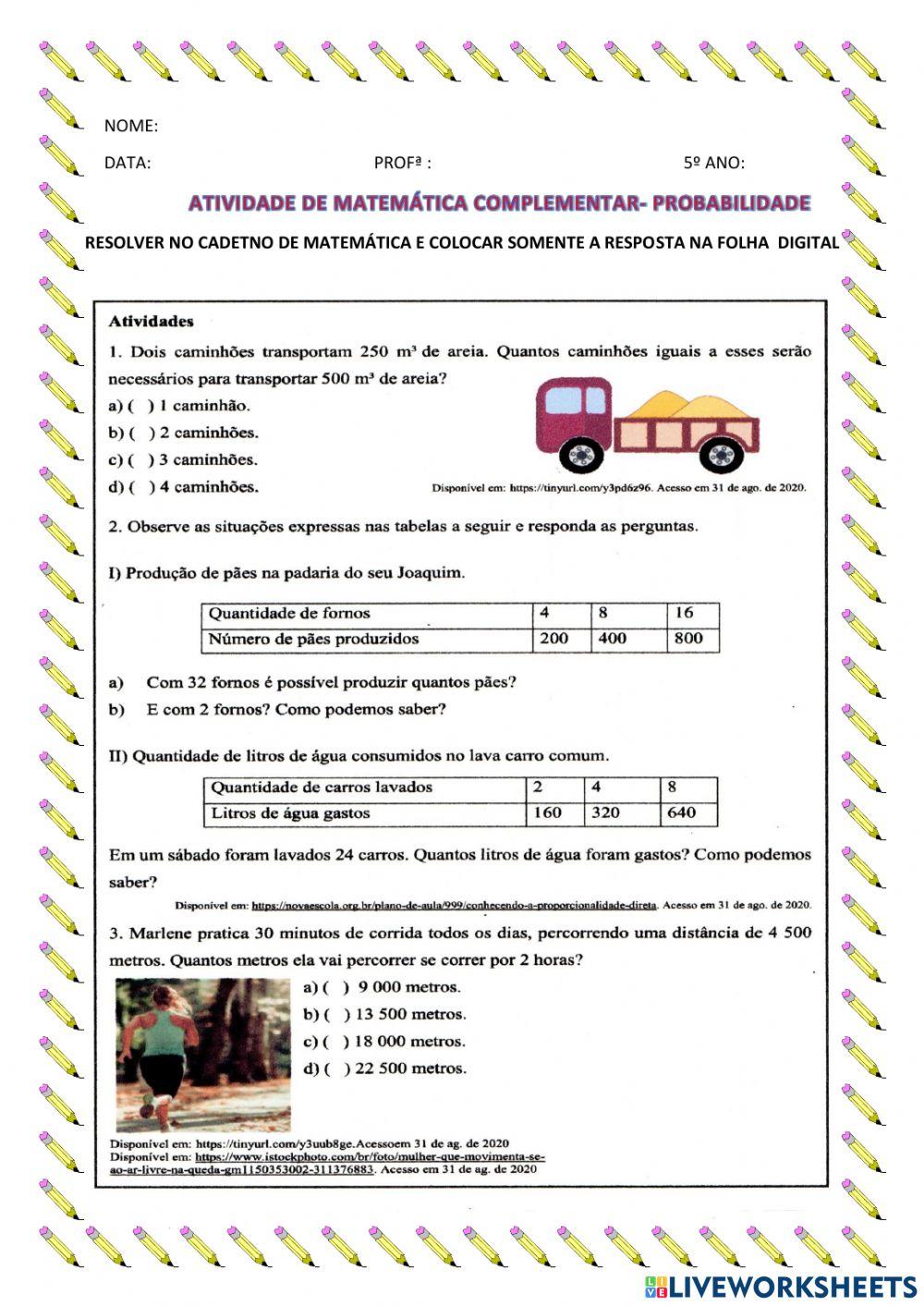 Raciocínio proporcional - probabilidade