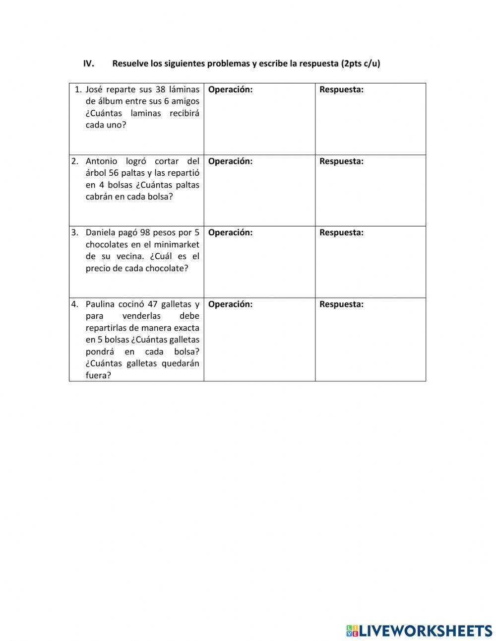 Prueba de divisiones