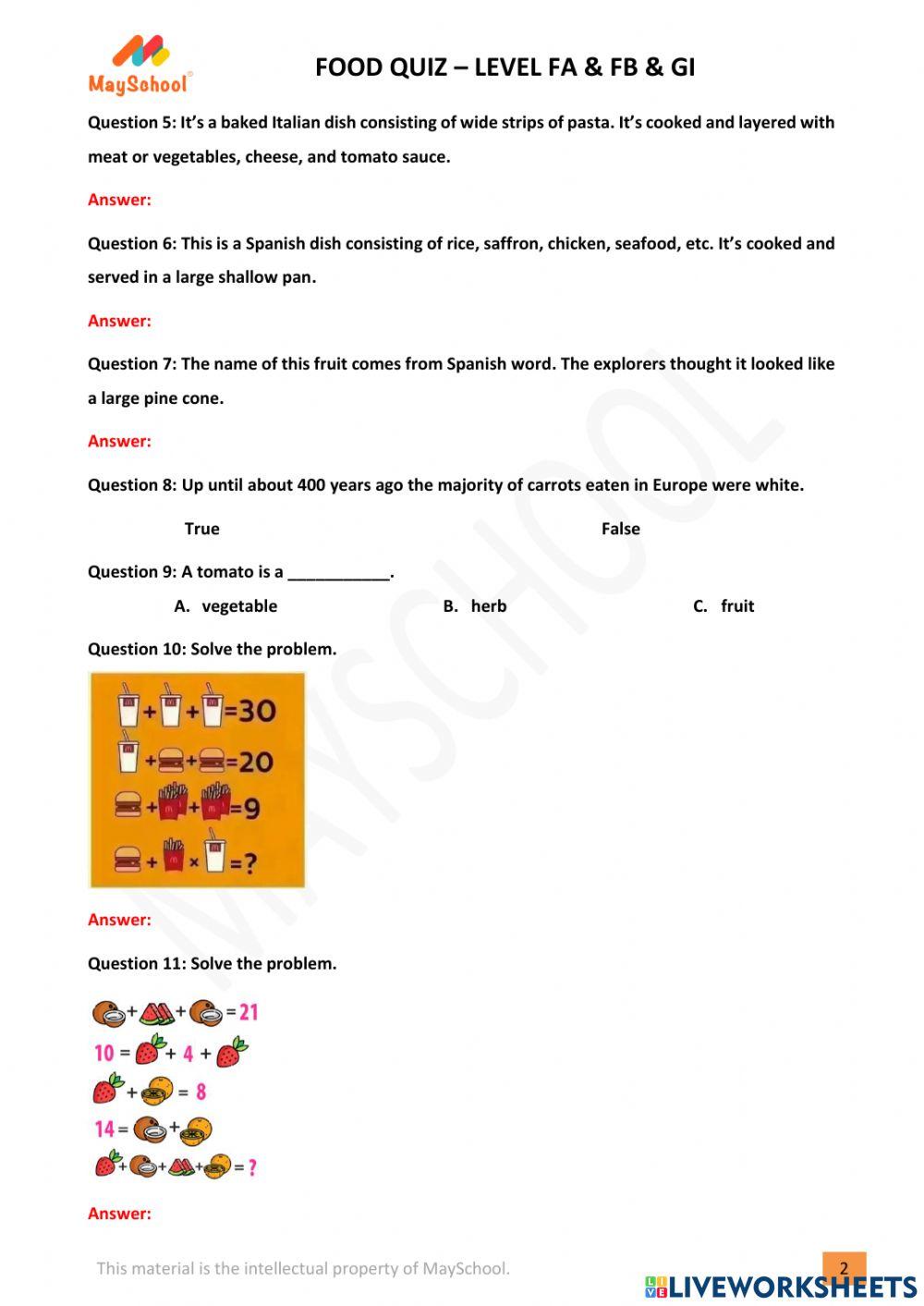 MaySchool - September Challenge: Food - FA.FB.GI