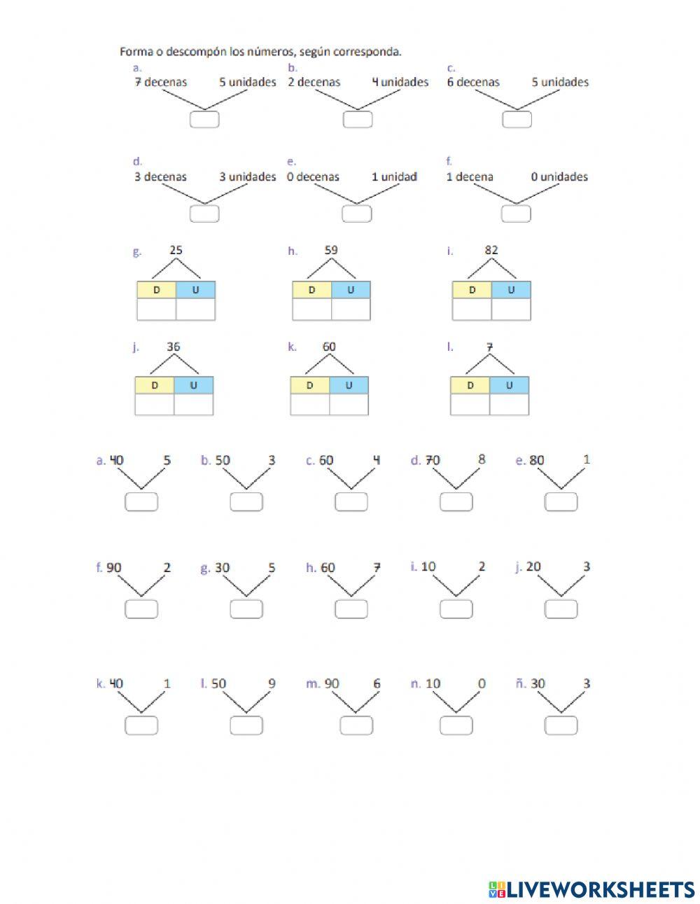 Composición y descomposición de números hasta 100