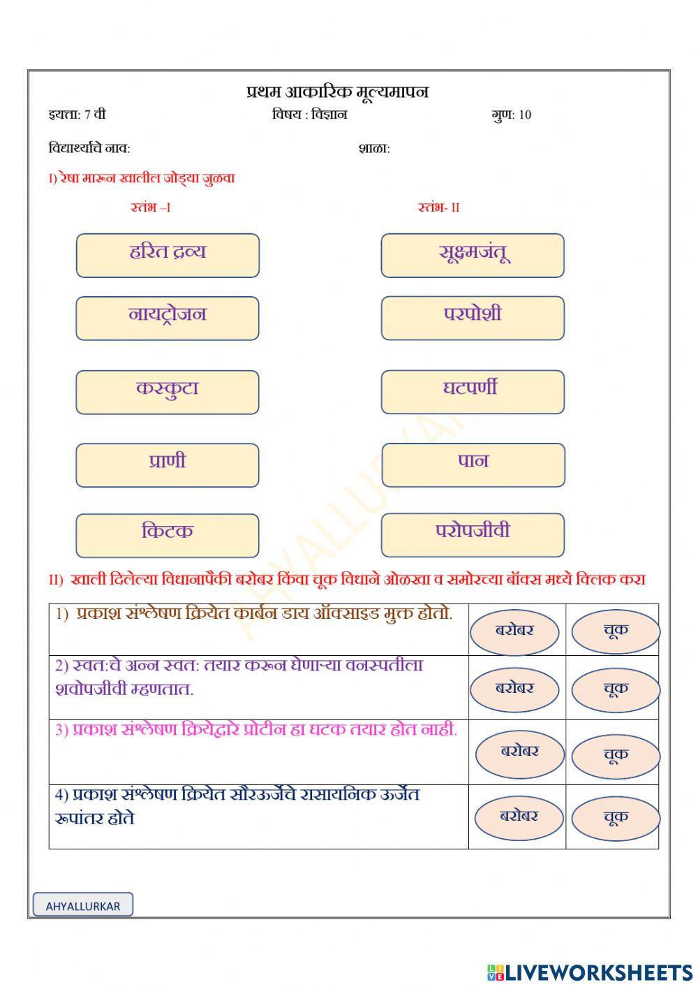 वनस्पतींचे पोषण वनस्पतींचे पोषण