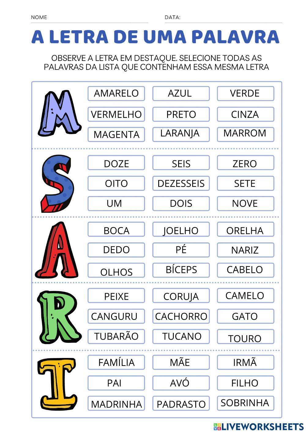 A letra de uma palavra