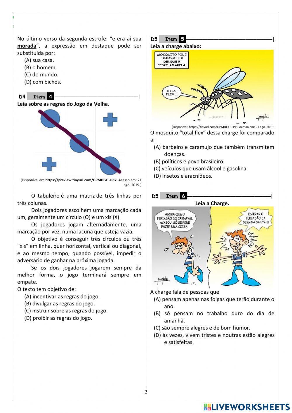 Simulado de Língua Portuguesa