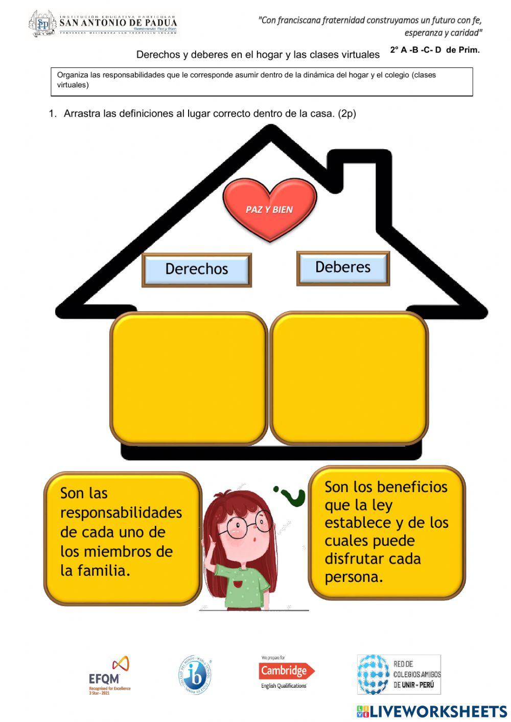 Ficha - evaluación sobre derechos y responsabilidades en el hogar y las clases virtuales