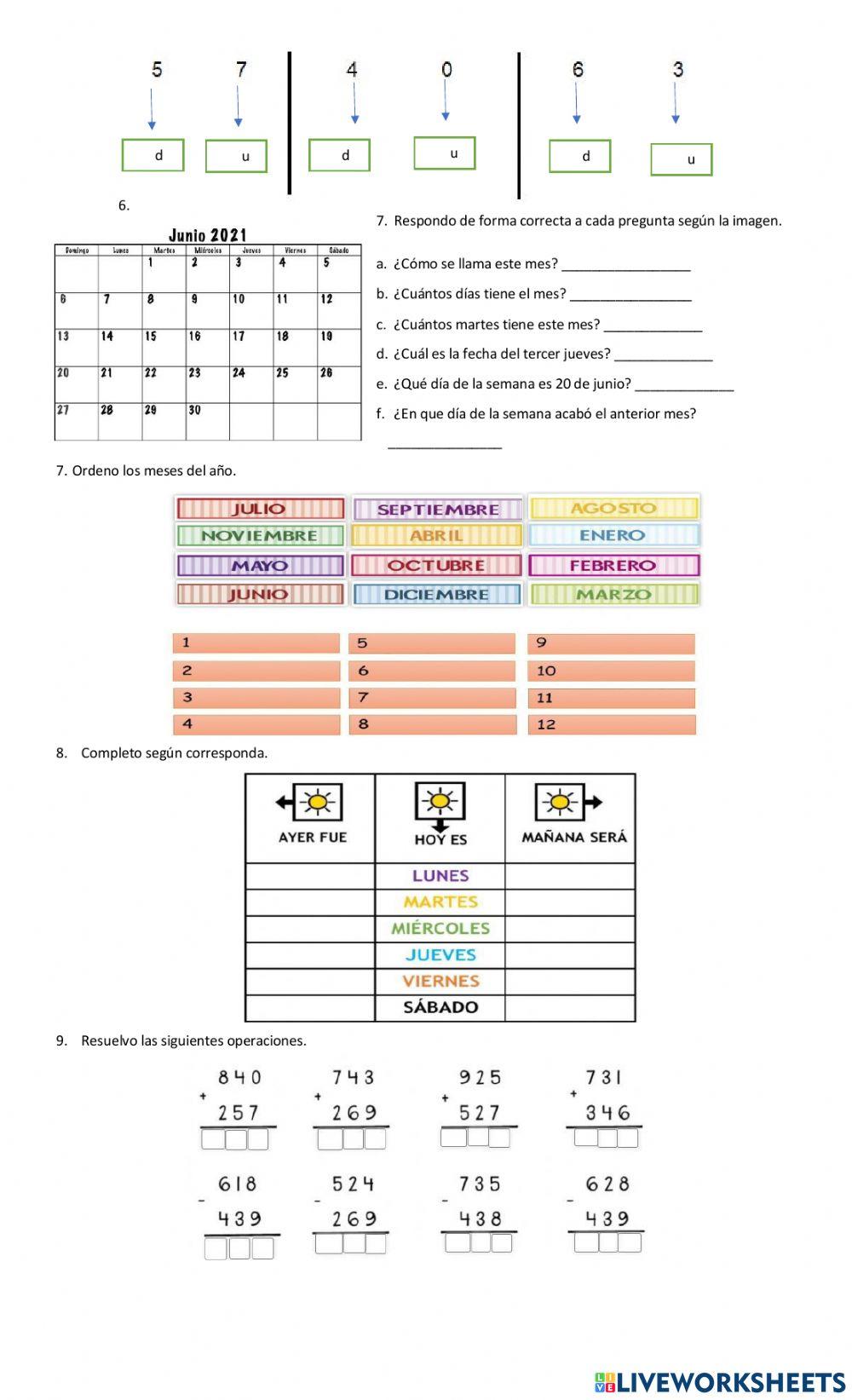 Evaluación Grado Primero