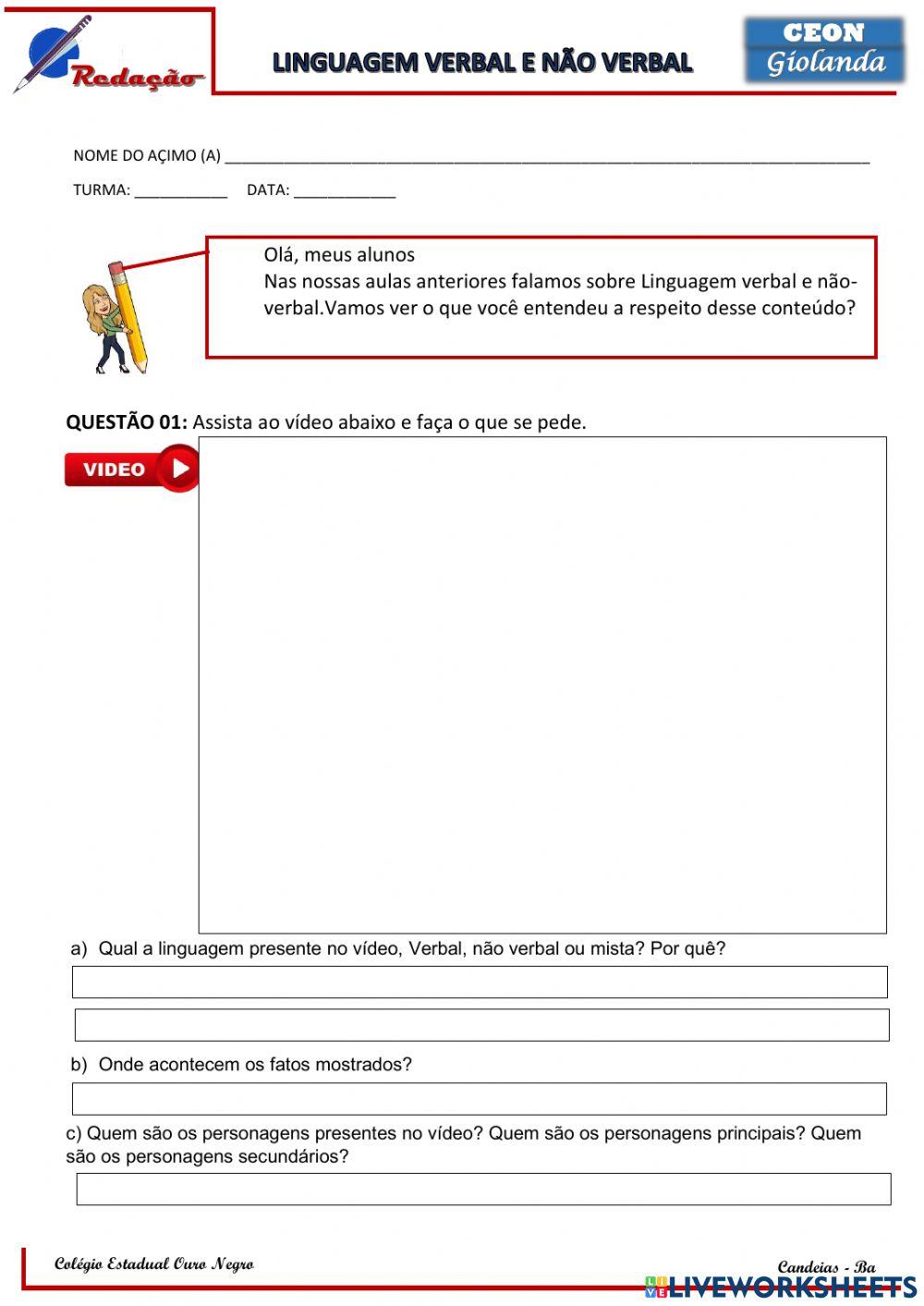 Linguagem verbal e não verbal
