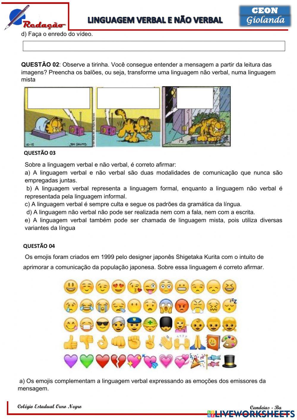 Linguagem verbal e não verbal