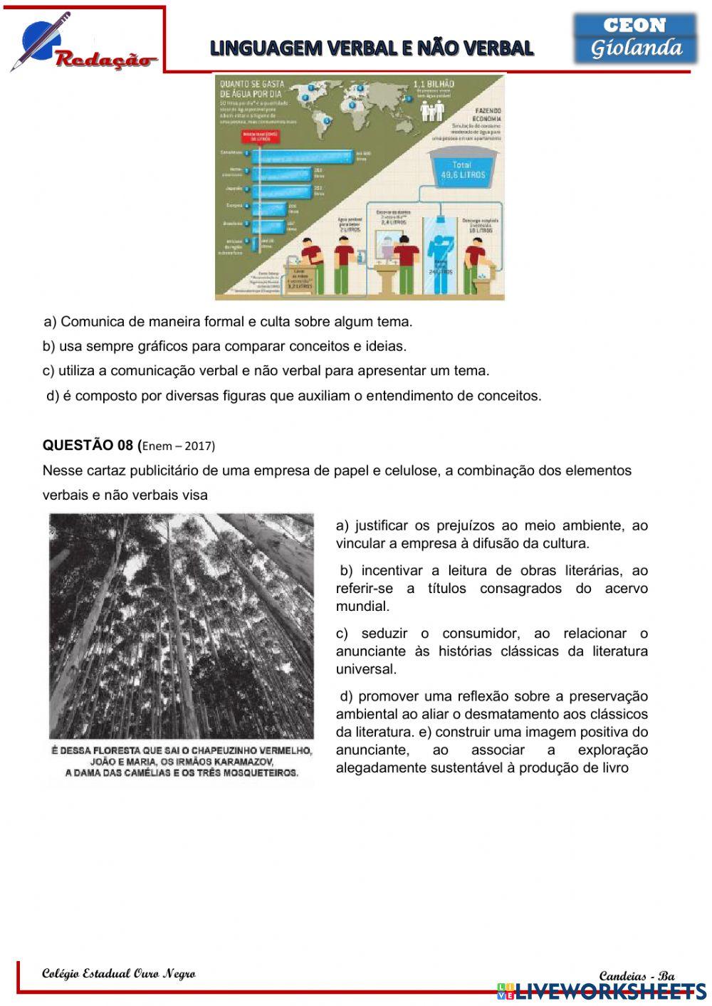 Linguagem verbal e não verbal