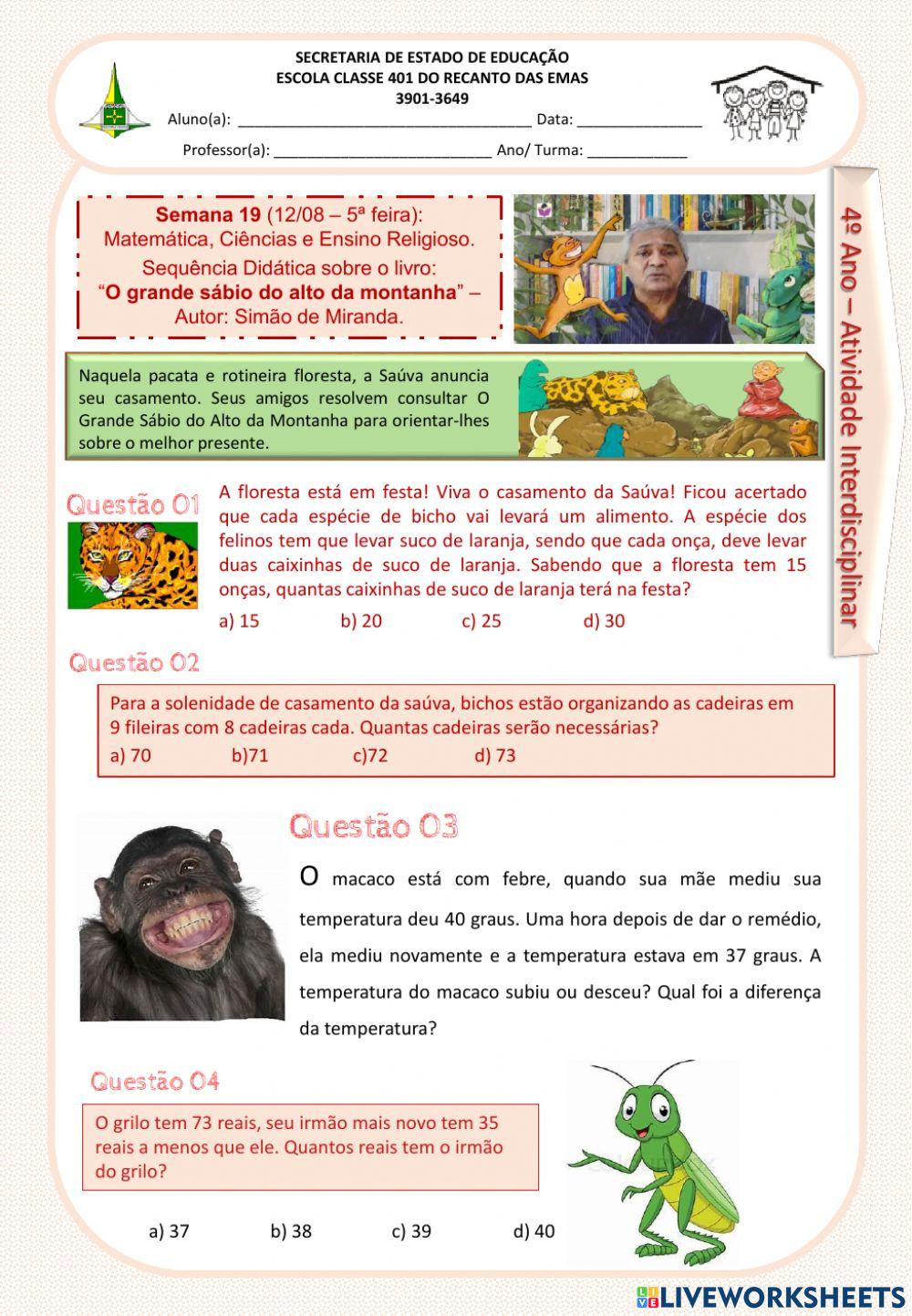 Atividade interdisciplinar