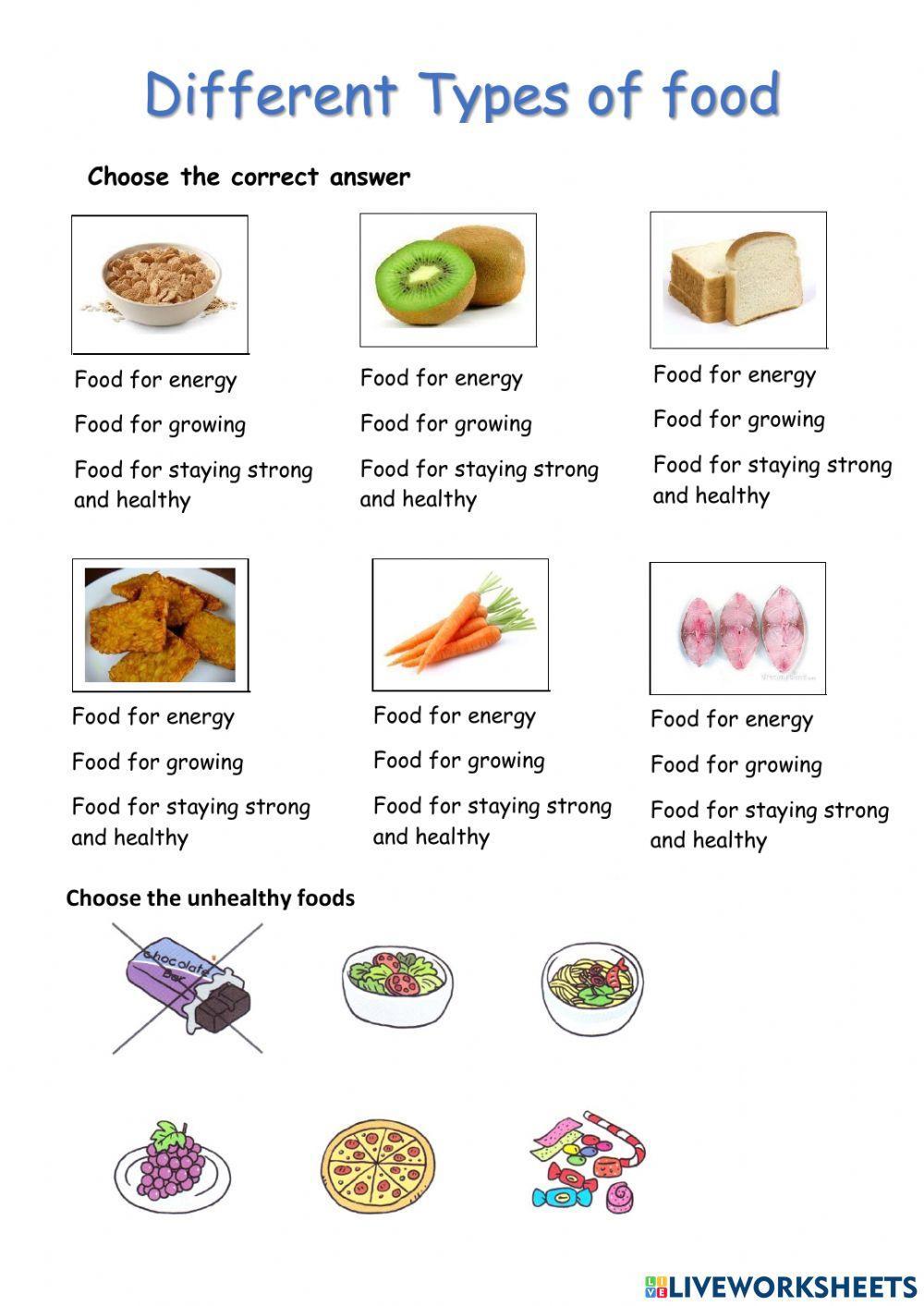 Different types of food