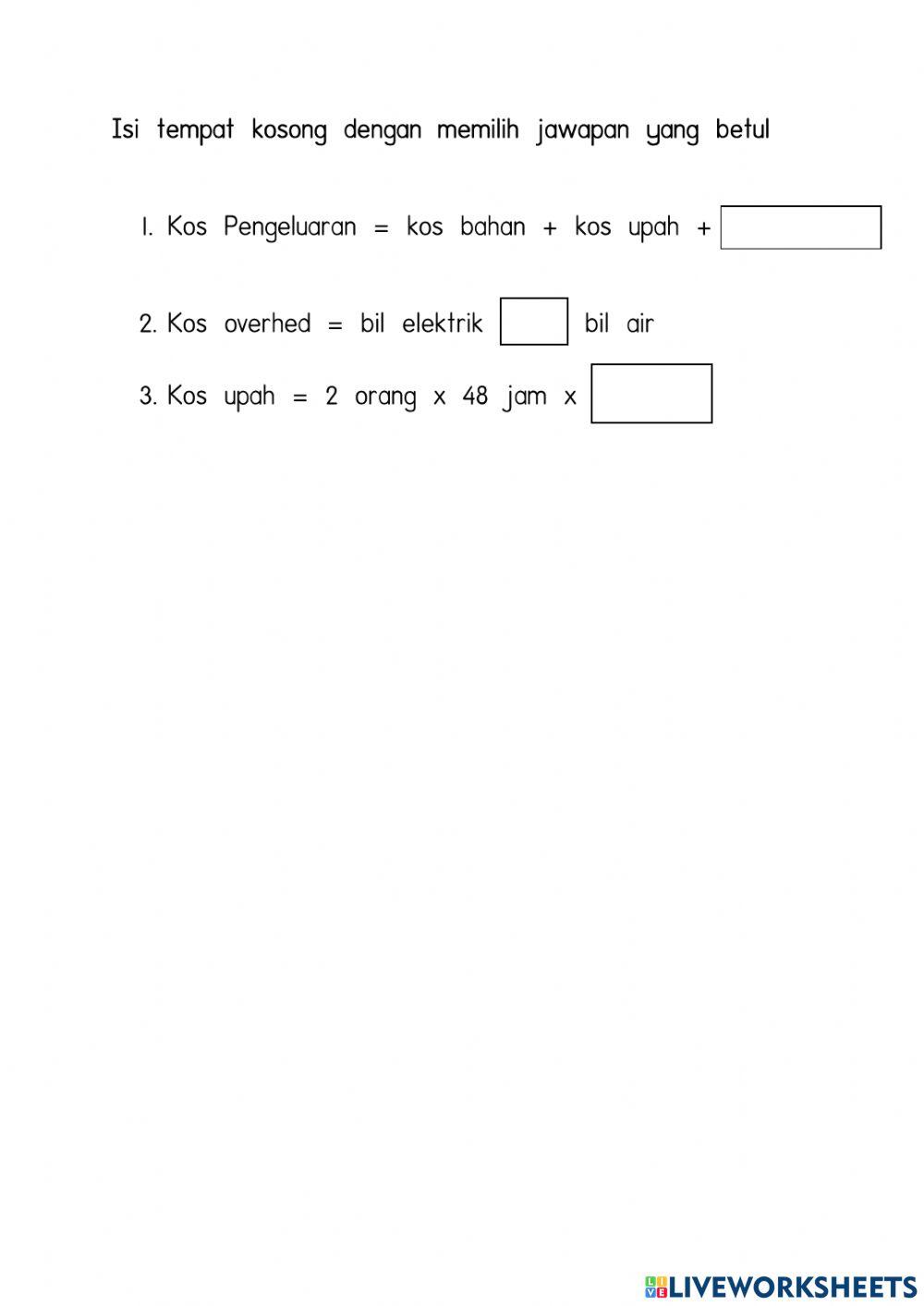 4.12 Mengira Kos PEngeluaran- Latihan PEngukuhan