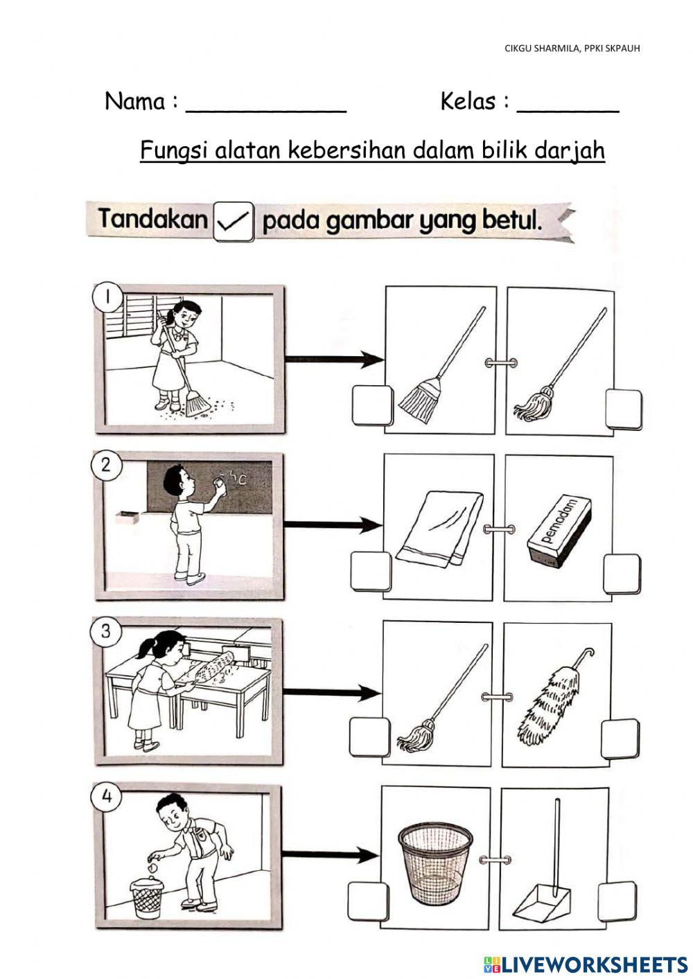 Fungsi alatan kebersihan dalam bilik darjah
