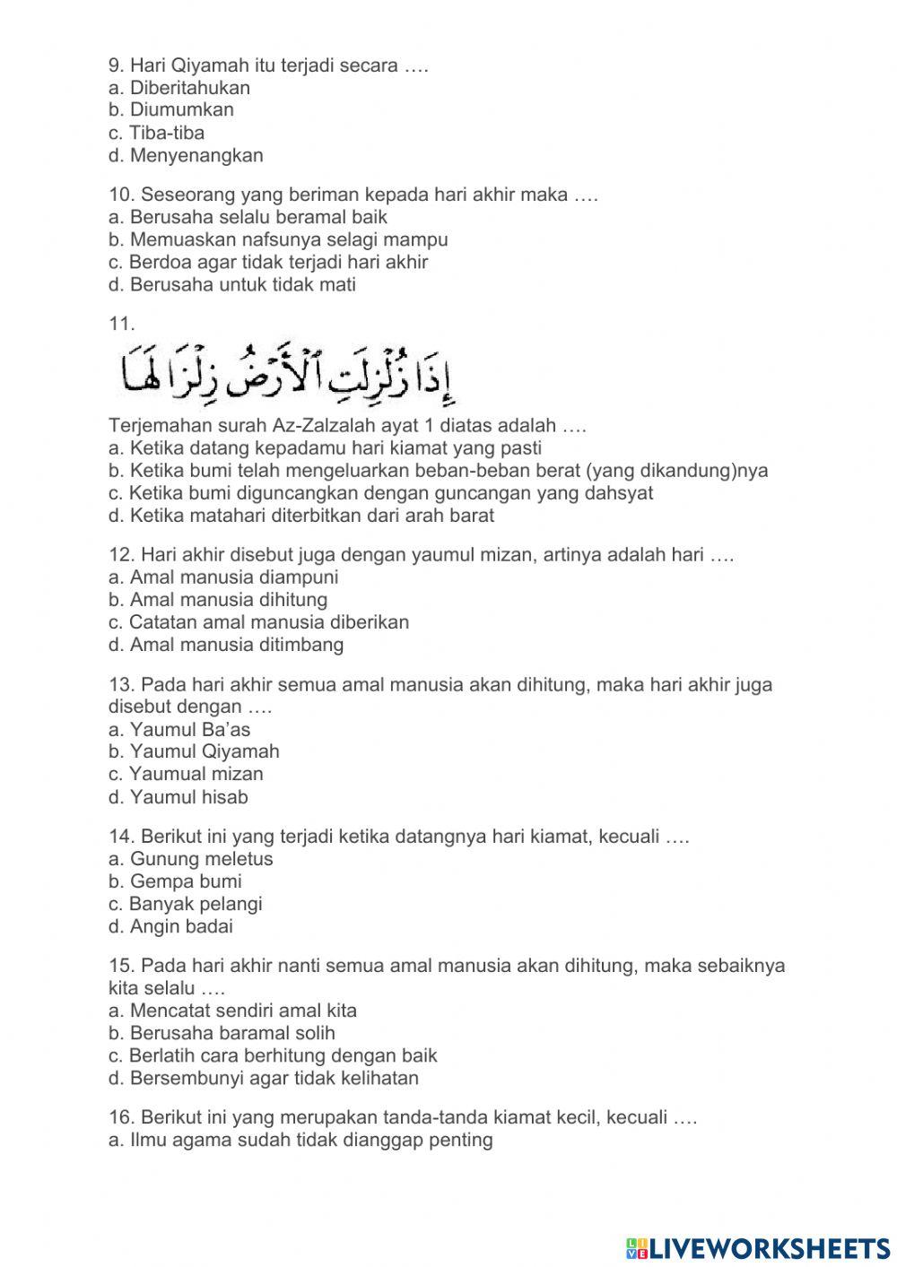 Latihan harian pai (hari kiamat)