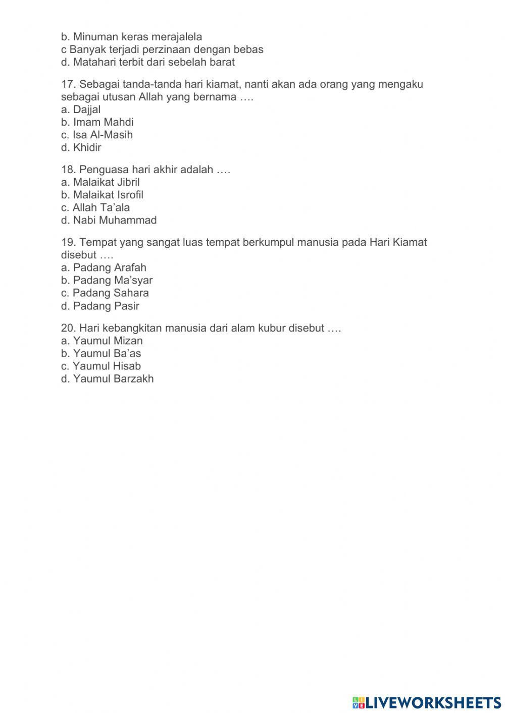 Latihan harian pai (hari kiamat)