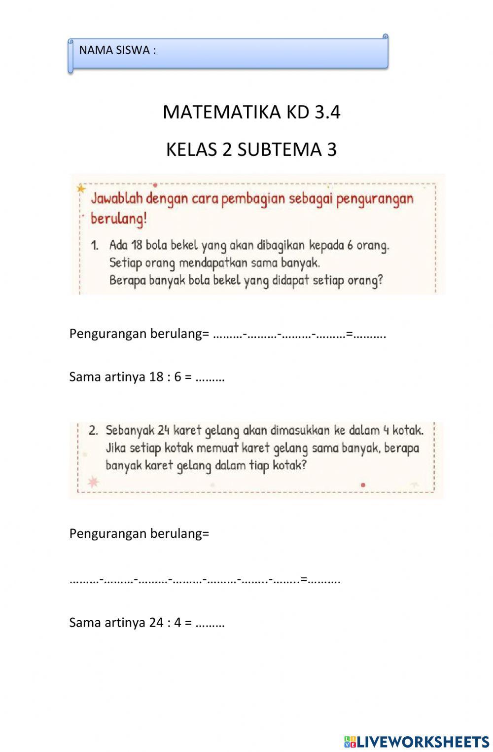 Pembagian dengan perngurangan berulang