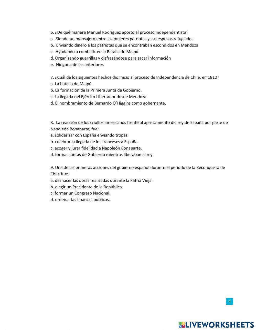 Periodo independentista de Chile