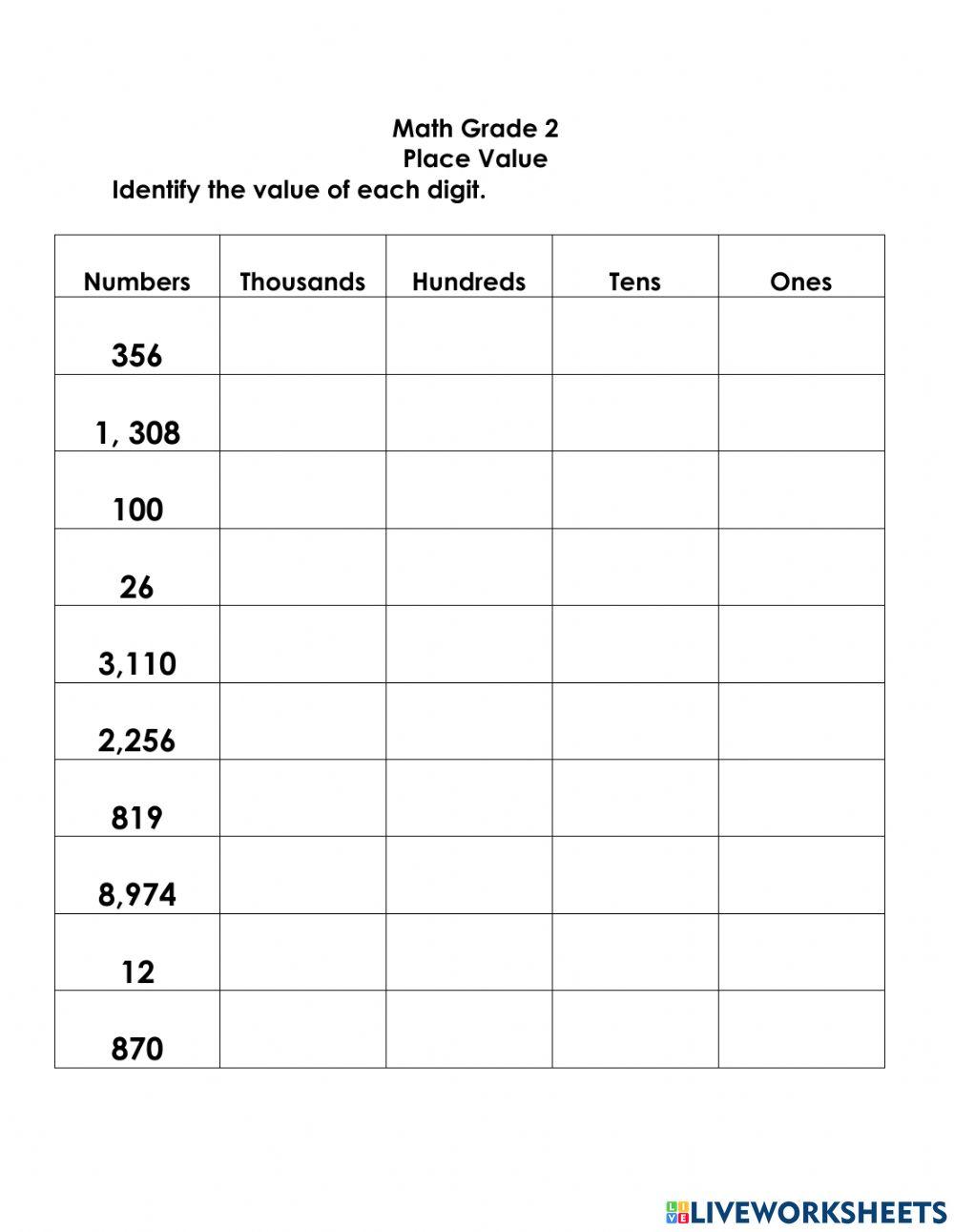 Grade 2 math quiz -4 worksheet | Live Worksheets