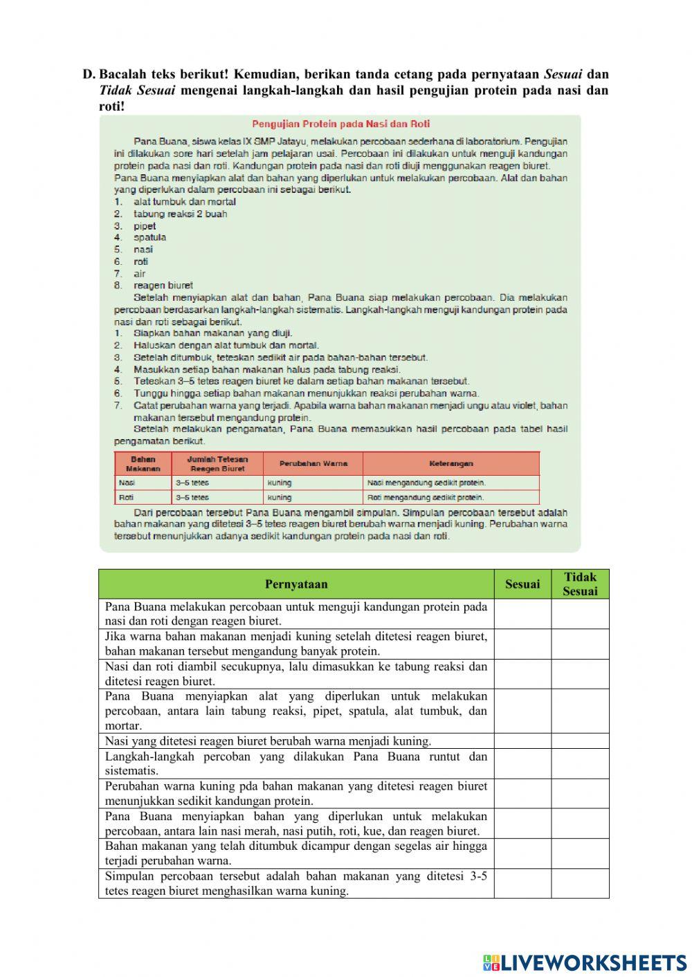 Informasi Umum Teks Laporan Percobaan