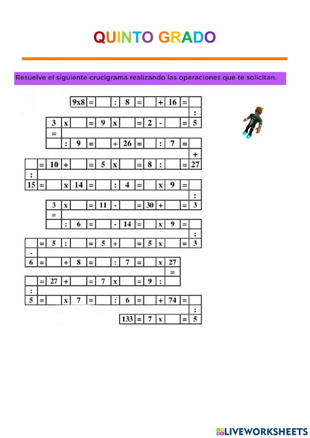 Crucigrama matemàtico