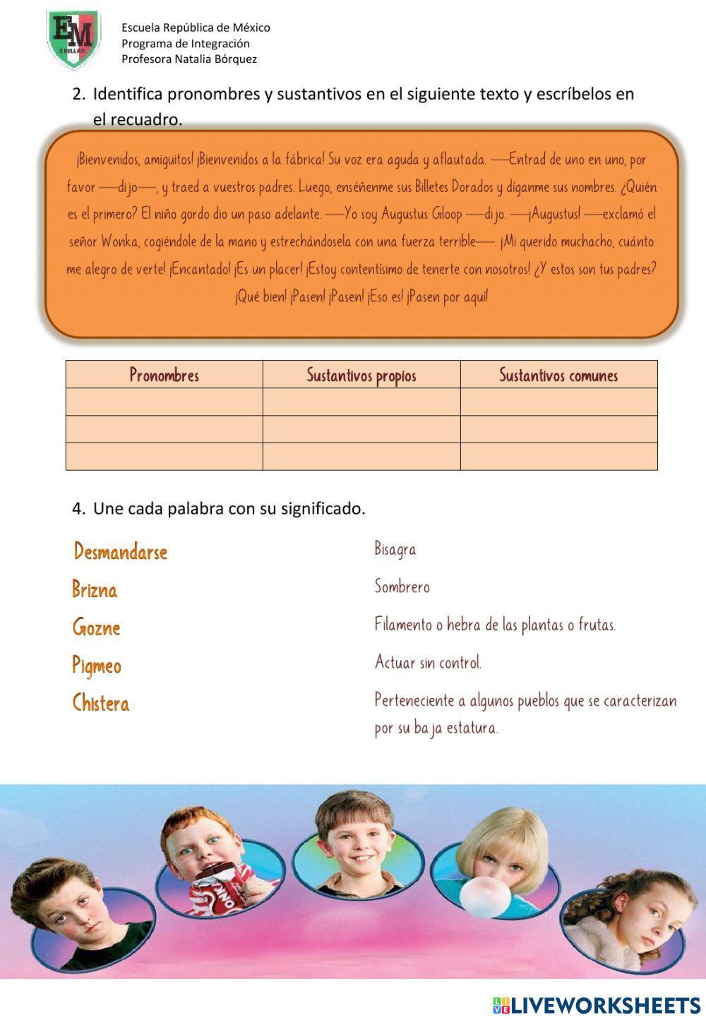 Actividad Charlie y la fábrica de chocolate