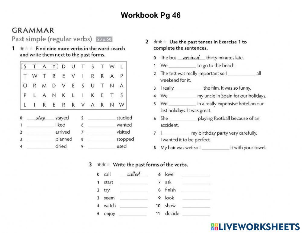 Past simple Regular Verbs